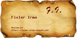 Fixler Irma névjegykártya
