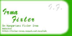 irma fixler business card